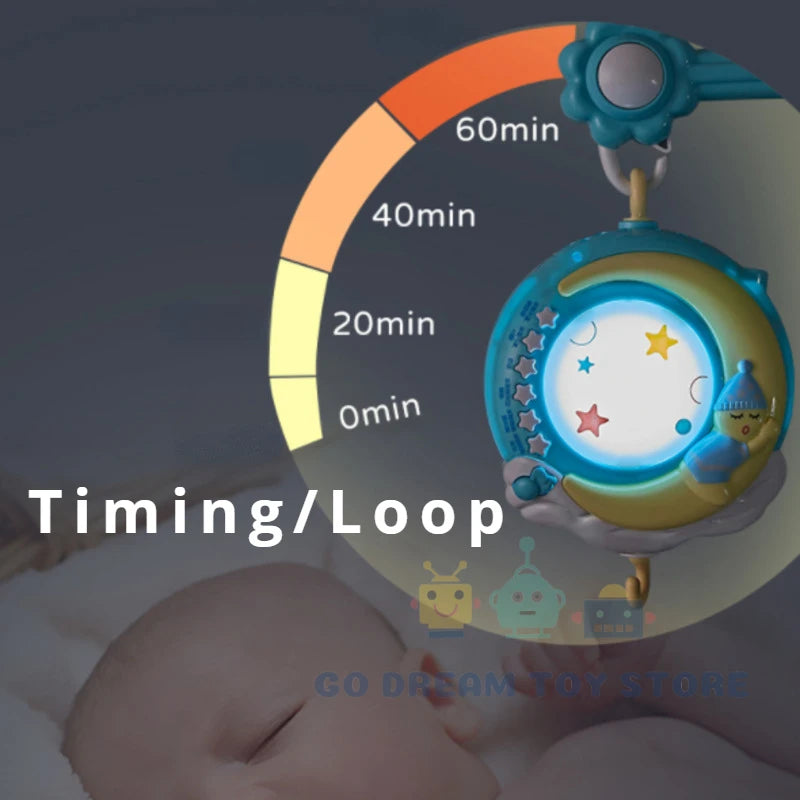 Baby Crib Mobile Rattles Toys Remote Control Star Projection Timing Newborn Bed Bell Toddler Carousel Musical Toy 0-12M Gifts
