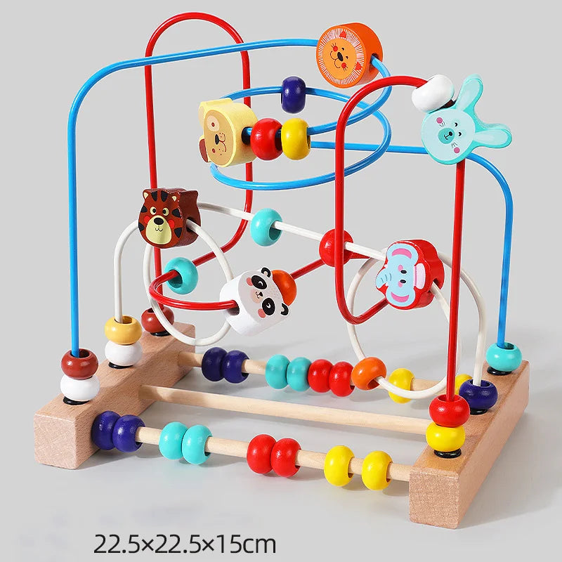 Montessori Baby Toys Wooden Roller Coaster Bead Maze Abacus Math Toys Toddler Early Educational Toys for Kids Children 1-3 Years