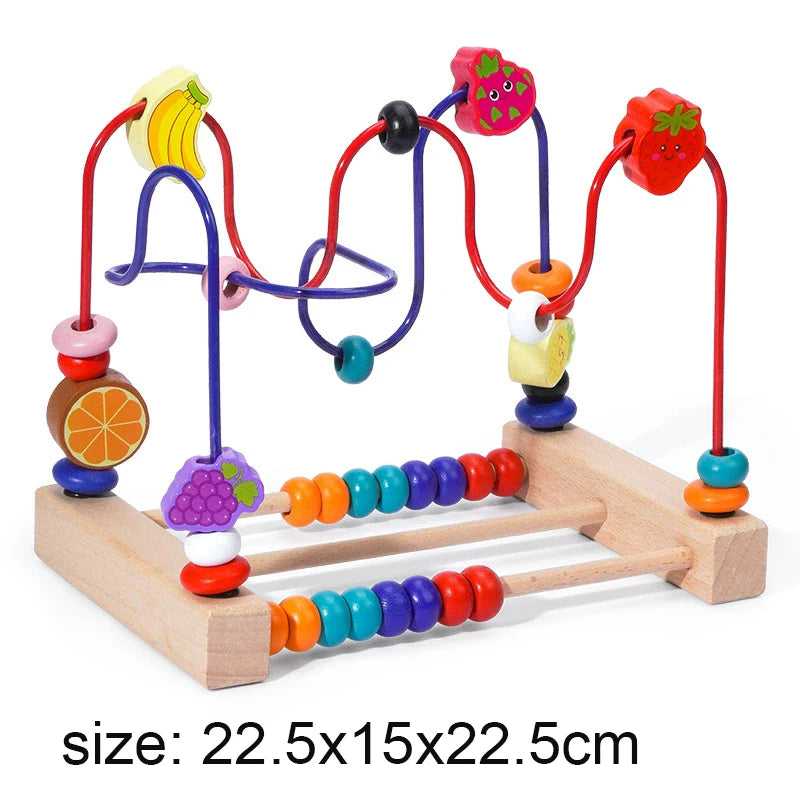 Montessori Baby Toys Wooden Roller Coaster Bead Maze Abacus Math Toys Toddler Early Educational Toys for Kids Children 1-3 Years