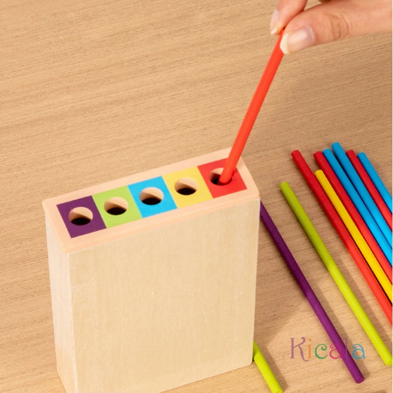 Preschool Math Educational Toy - Wooden Montessori Counting Stacking Game Stick Tower for Children Aged 3-6 Animal & Nature Theme