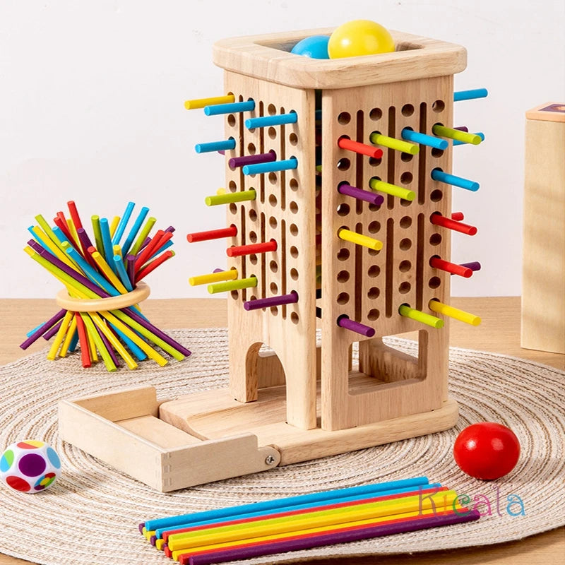 Preschool Math Educational Toy - Wooden Montessori Counting Stacking Game Stick Tower for Children Aged 3-6 Animal & Nature Theme