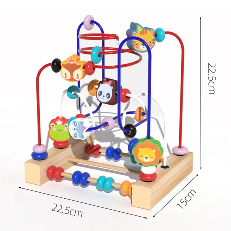 Montessori Baby Toys Wooden Roller Coaster Bead Maze Abacus Math Toys Toddler Early Educational Toys for Kids Children 1-3 Years