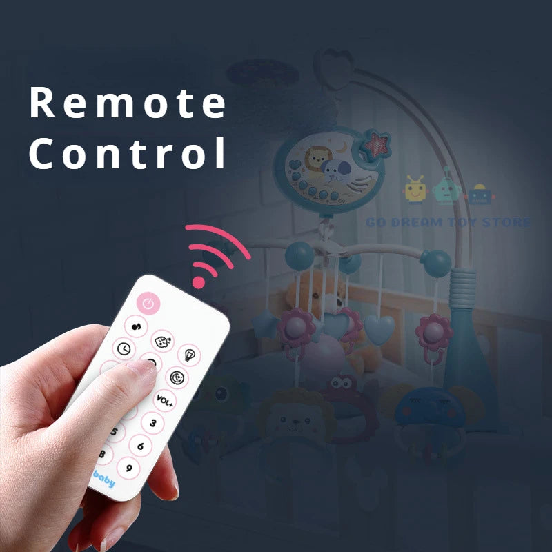 Baby Crib Mobile Rattles Toys Remote Control Star Projection Timing Newborn Bed Bell Toddler Carousel Musical Toy 0-12M Gifts