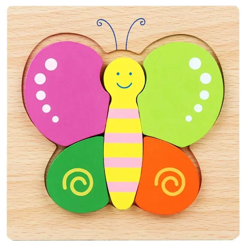 3D Cartoon Wooden Puzzles Animal Traffic Jigsaw Toys for Kids Montessori Early Learning Educational Cognitive Game Children Gift
