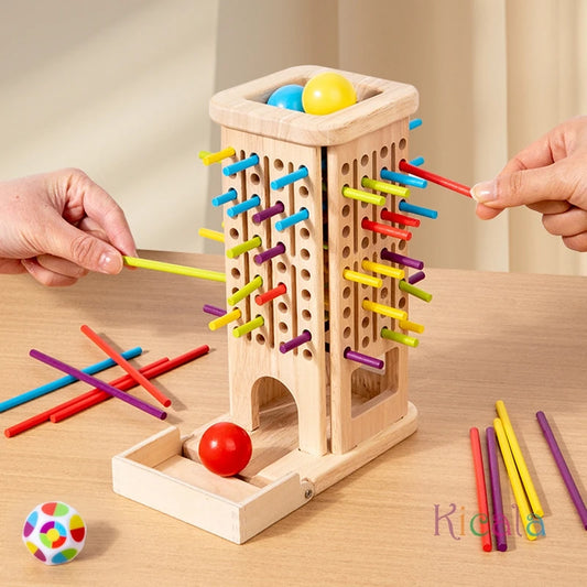 Preschool Math Educational Toy - Wooden Montessori Counting Stacking Game Stick Tower for Children Aged 3-6 Animal & Nature Theme