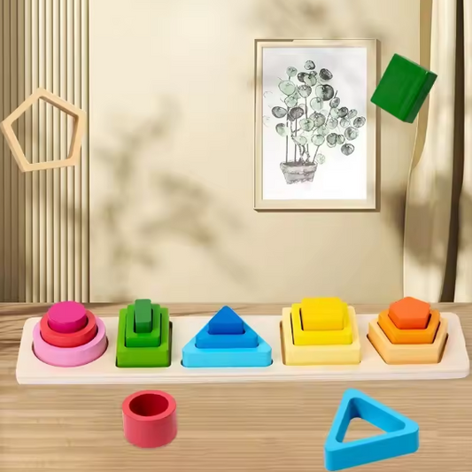 Montessori Wooden Sorting Stacking Toys for Toddlers Educational Shape Color Sorter Geometric Puzzle Kids Early Learning Gifts